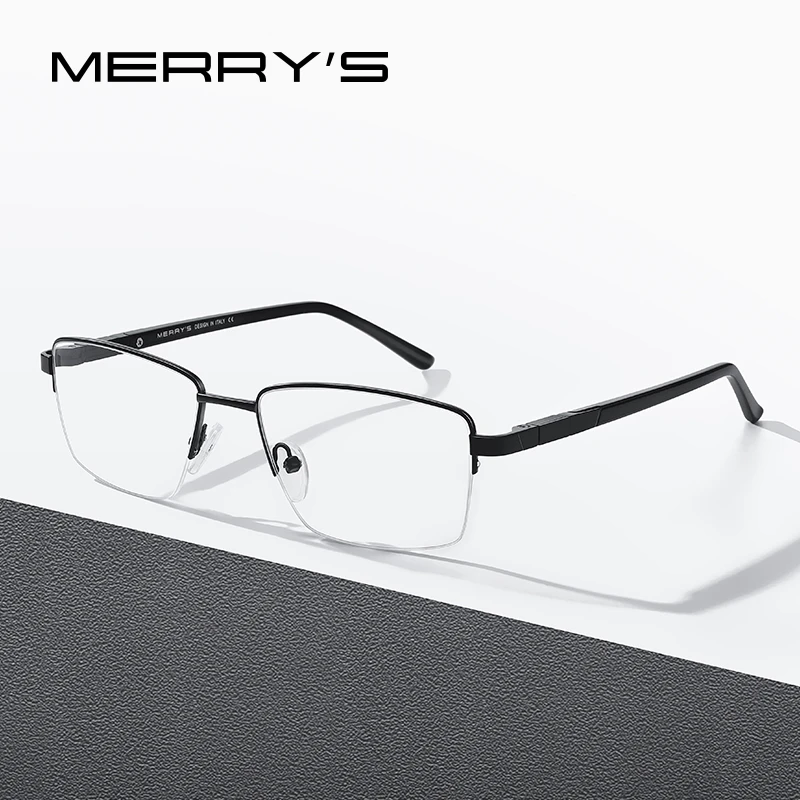 MERRYS DESIGN Men Titanium Alloy Glasses Frame Business Style Half Frames Ultralight Myopia Prescription Eyeglasses S2188