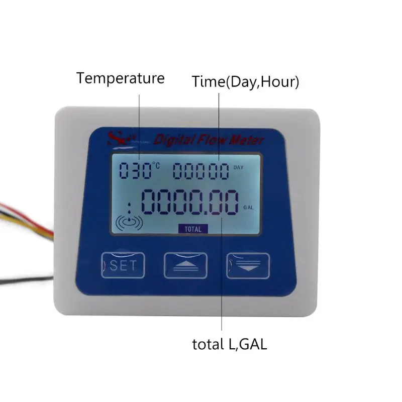 Digital LCD display Water flow sensor meter flowmeter totameter Temperature time record With G1/2\