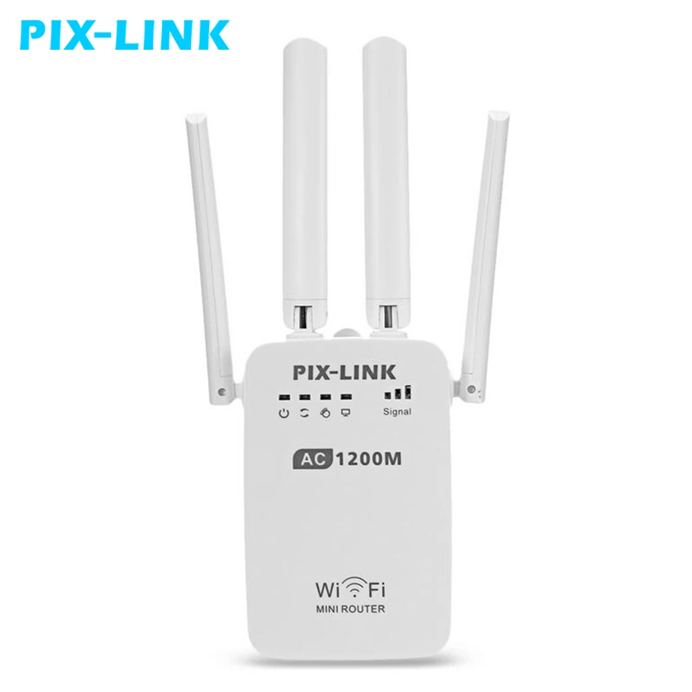 

PIXLINK AC1200 WIFI Repeater/Router/Access Point Wireless 1200Mbps Range Extender Wi-Fi Signal Amplifier 4 External Antennas