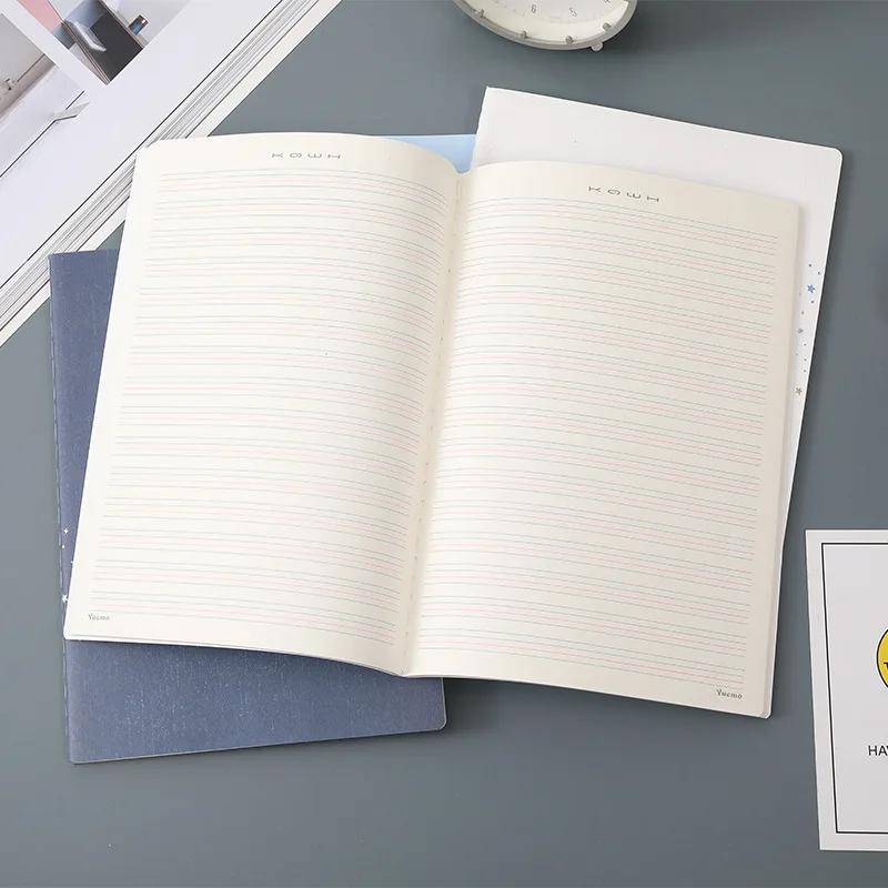 4PCS Student English Version Car Line A5 B5 Notebook Ins Wind Small Fresh Large Notepad Literary Retro Style Thick Notebook