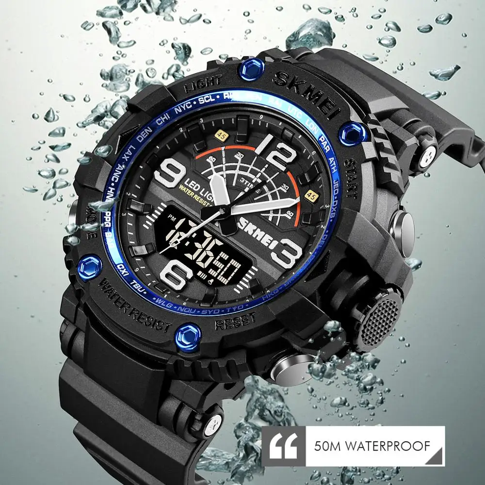 Luxury Sport Watch Men 50Bar Waterproof Military Sports Electronic Watch Fashion Men Stopwatch Count Down Wristwatch Alarm Clock