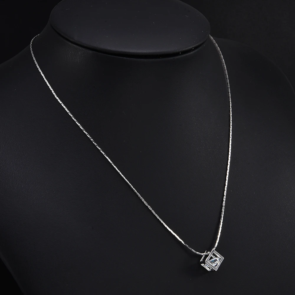 New Fashion Magic Cube & Cone Dazzling Crystal Pendant Necklace for Women Charm Fine Jewelry Wholesale