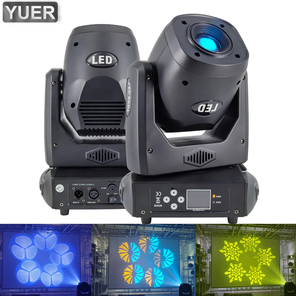 Professional Disco 120W LED Pattern Moving Head Light DMX512 Stage Effect Party Show Light DJ Wedding Club Bar Beam Lighting