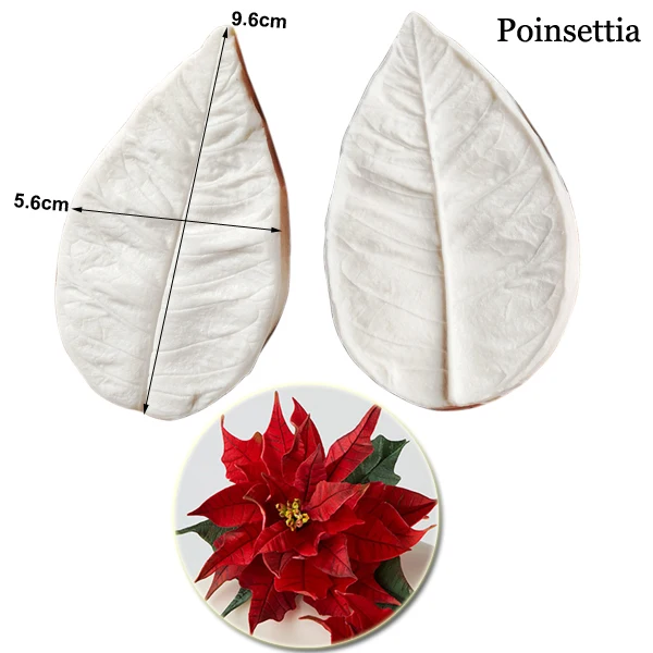 Poinsettia Petal Veiner Silicone Mould Fondant Flowers Cake Decorating Chocolate Gumpaste Sugarcraft Clay Cold Porcelain M2121