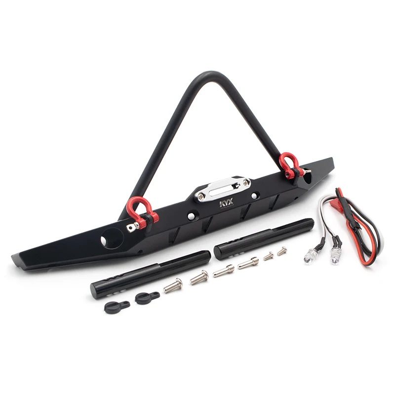 

KYX Racing Alloy Front Bumper with Lights Lamp Upgrades Parts for 1/10 RC Crawler Car Traxxas TRX-4 TRX4 Axial SCX10 II 90046