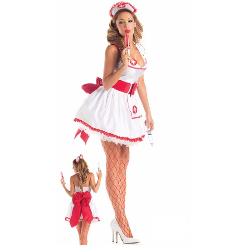 Wholesale Fantasy Party Sexy Nurse Costume Flirting Women Outfit Halloween Fantasias Womens Role Play Games