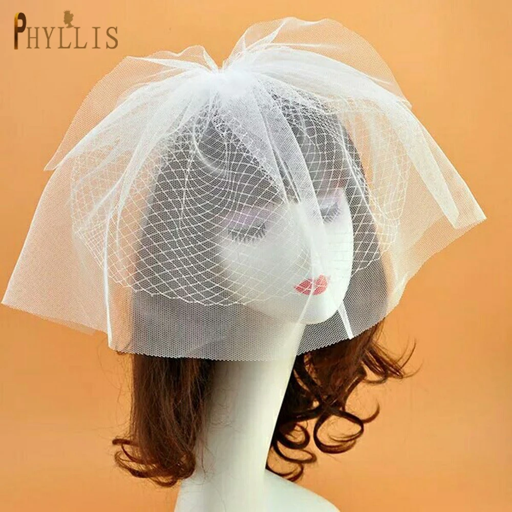 JM05 – chapeaux en maille pour femme, fait à la main, voile de cage à oiseaux, 2 couches, diadème de mariée, accessoires de cheveux, bijoux de fête