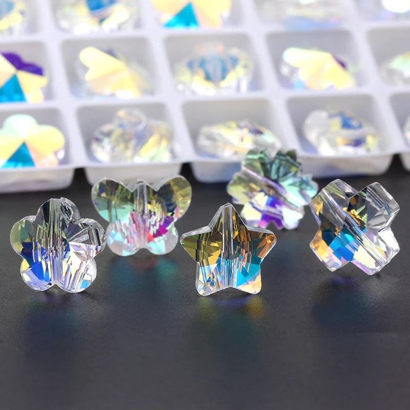 14MM Straight hole Crystal AB Beads 28pcs/lot fashion Sew On Glass Bead For DIY Jewelry Accessories