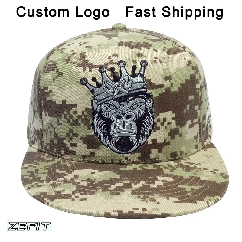 

Baseball Customized Camo 3D Text Fitted Full Close Hip Hop Team Tennis Golf Snap Back Closure Trucker Cap Custom Snapback Hat