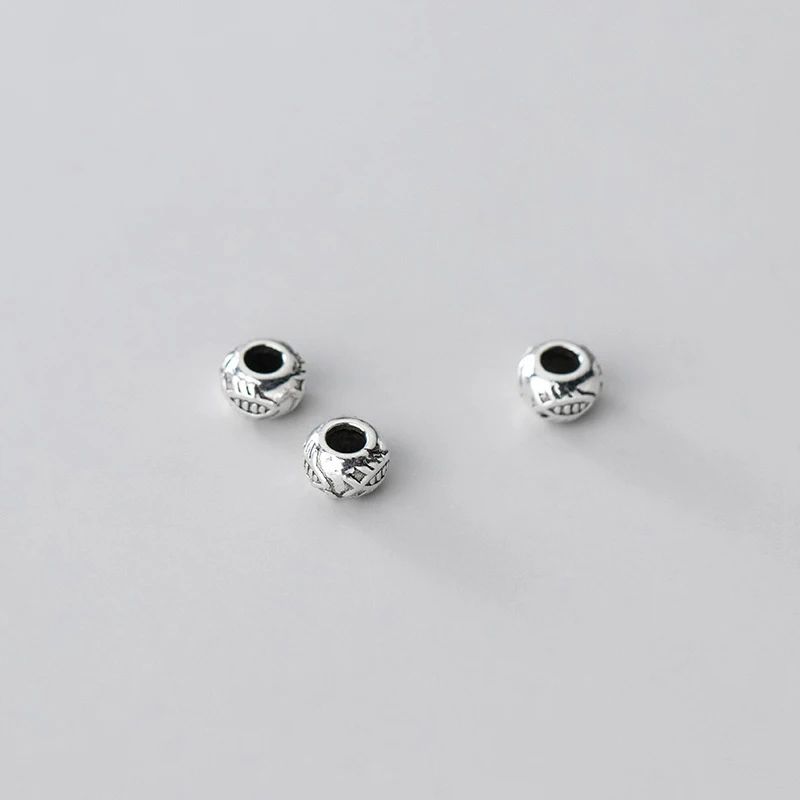 MEETSOFT Vintage 925 Sterling Silver Fish Pattern 5mm Shape Loose Bead Charms Handmade Of DIY Fine Jewelry chic Accessories image 5