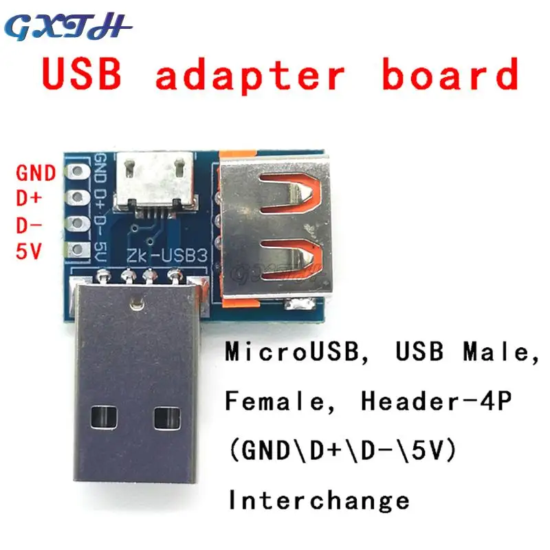 USB-Header-Adapter platine USB-Stecker auf Buchse auf Micro usb auf Header 4p 2,54mm gerader Stecker