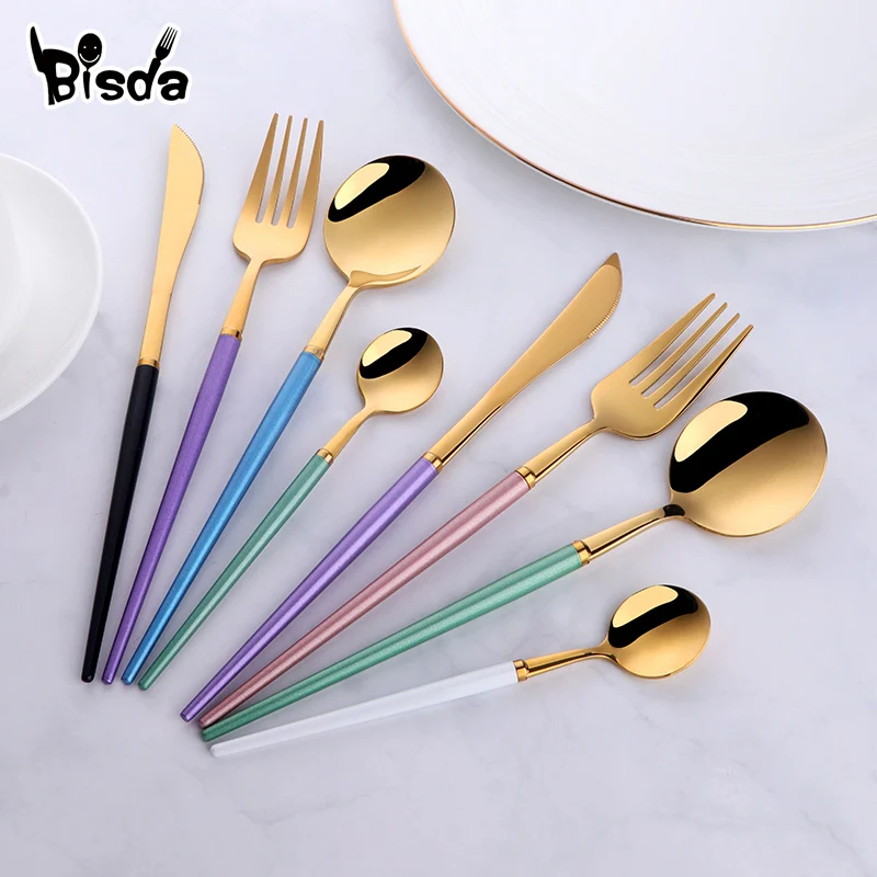 1pcs Luxury Black Flatware Stainless Steel Dinnerware Knife Fork And Spoon Set Western Tableware Gold Cutlery Food Set