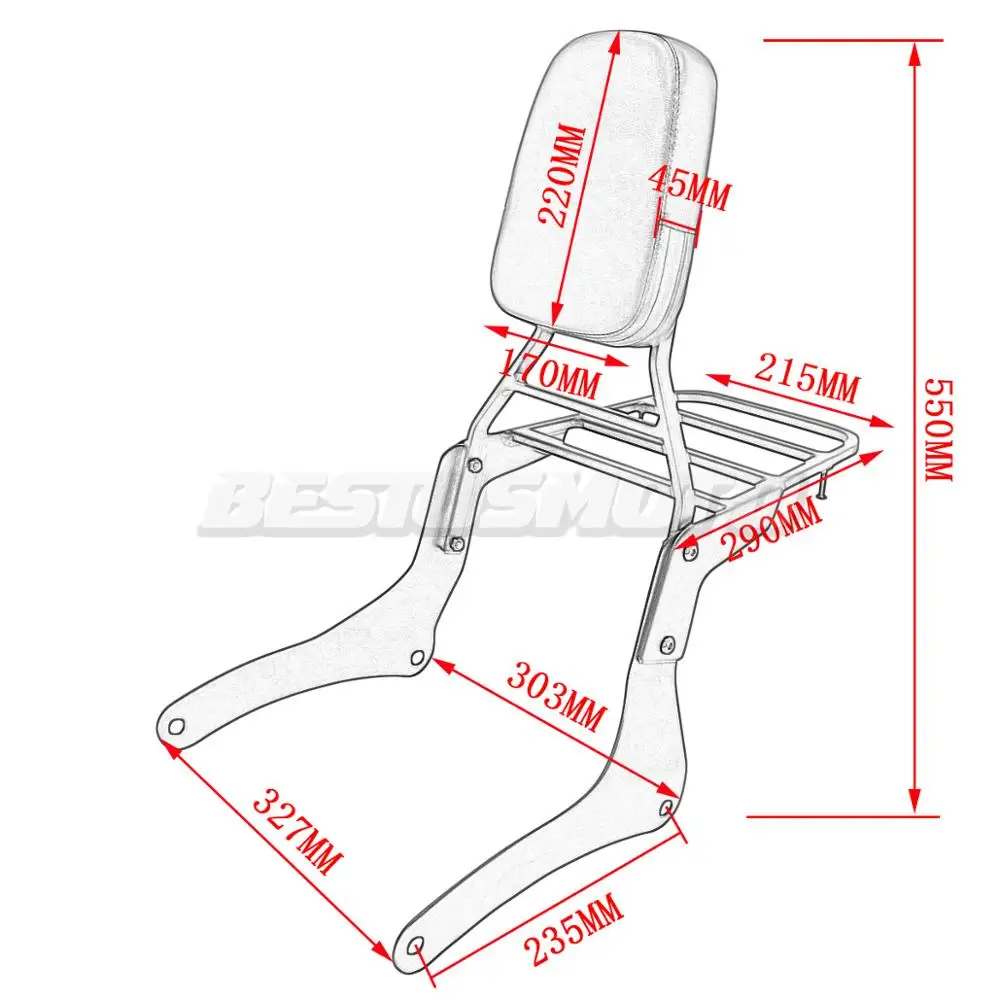 Motorcycle Detachable Passenger Backrest Sissy Bar Luggage Rack For Kawasaki Vulcan VN 900 VN900 Custom Classic 1996-2023