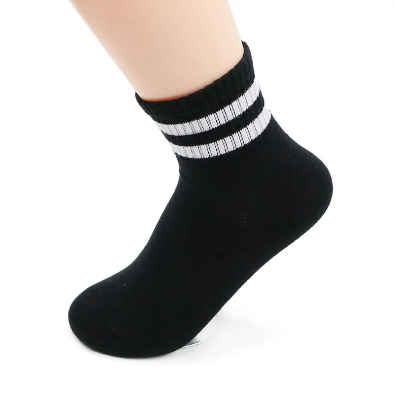 Boys Socks Cotton Children Sport Two Striped School Socks for Kids Short Socks Boys Girls Old School White Black Gray Color 3-8Y