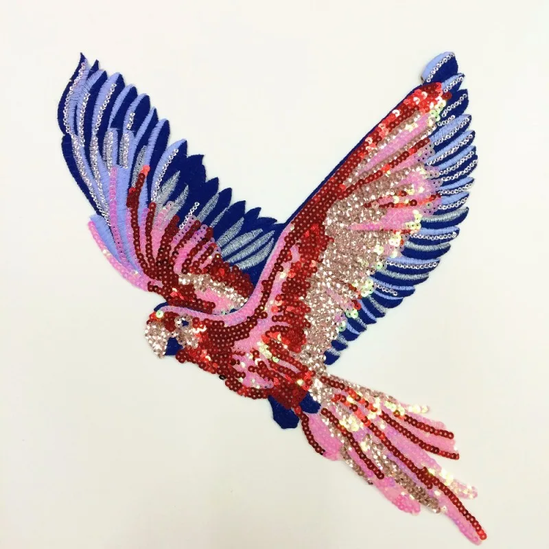 Parrot Shaped Sequins Patch Embroidered Applique Fashion Clothing Decoration Sewing Accessories Supplies