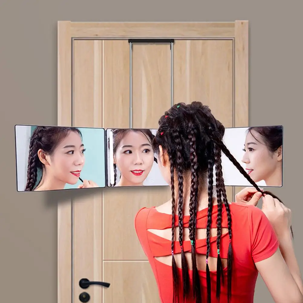 3 Way Mirror With LED Adjustable Trifold Mirror Self Hair Cutting And Styling DIY Haircut Tool For Card Magic Accessories Stage