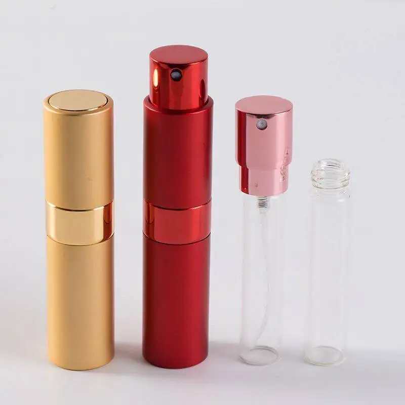 

50pcs/Lot New Glass Empty 15ml Lipstick Spin Tube Spray Bottle Atomizer Refillable Aluminum Perfume Bottle Pump Scent Bottle