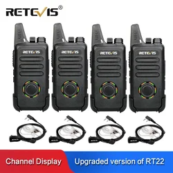 RETEVIS RT22S przenośne walkie talkie 4 szt. 2W UHF VOX kanał/wyświetlacz mocy baterii poręczna dwukierunkowa stacja radiowa + 4 szt. Słuchawki