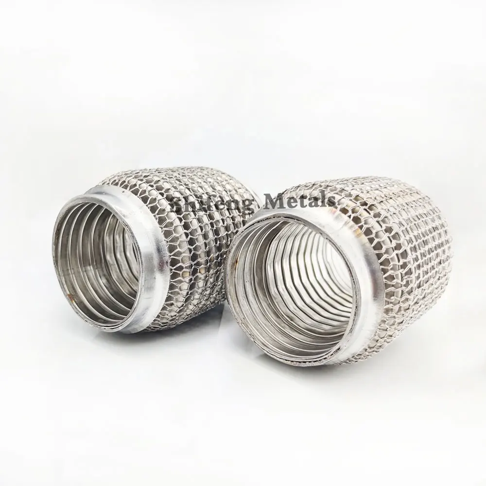 Stainless Steel 304  Flex Pipe Exhaust Bellow Tube Flex Coupler  With Mesh Interlock Super Flexible Bellows 63x102mm 76x102mm