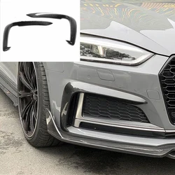 S5 Sline Carbon Fiber Front Fog Lamp Eyelid Auto Splitter Spoiler Cover Wind Knife for Audi 2017-2019 Only Sport Bumper