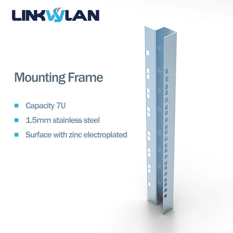 Linkwylan 1 Pair (2pcs) Of 7U Cabinet Mounting Frame / 7U Mounting Rail / 7U Wall Mounting Bracket Metal Frame