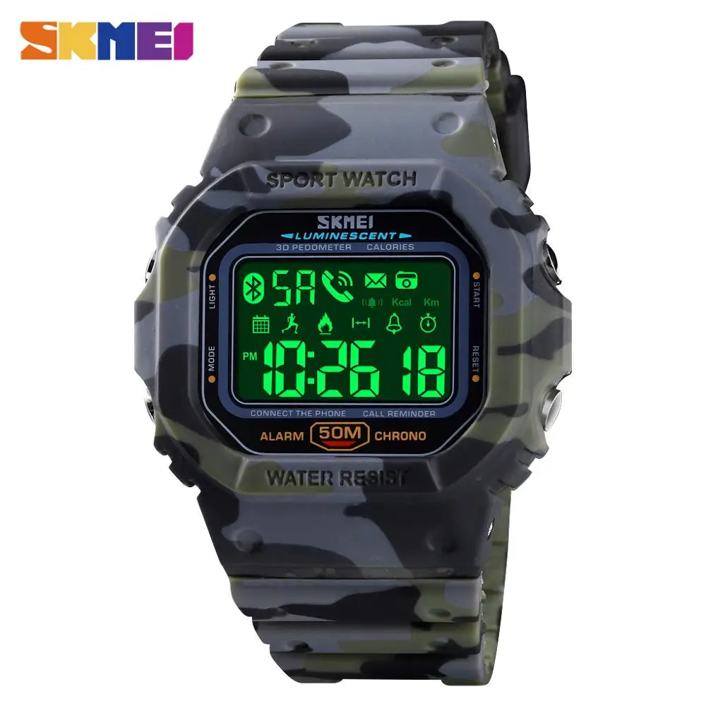 SKMEI 5Bar Waterproof Pedometer Calendar Military Outdoor Sport Men\'s Watches Male Digital Wristwatches Relogio Masculino 1629