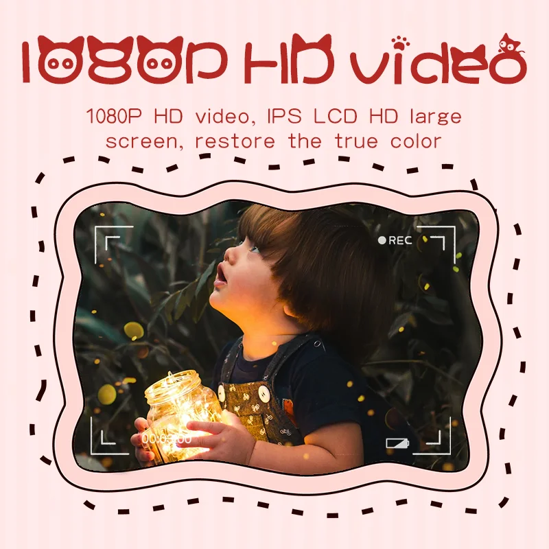 Wonderful Blue/Pink/Yellow 1080P Video Front and Rear Double Photography of 2000W Pixels Children Funny Camera Multiple Creative