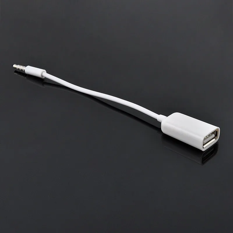 Conector de Audio auxiliar macho de 3,5mm a USB 2,0 hembra, Cable de extensión blanco, Cable convertidor de 15cm