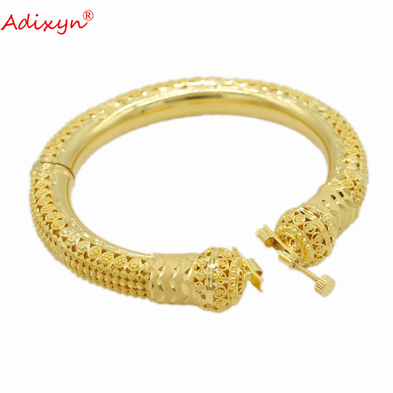 Adixyn Luxury Gold Color Bangle&Bracelets on hand Jewelry For Women African Middle East Arab Party Wedding Gifts N09272