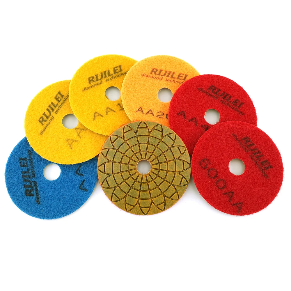 RIJILEI 4Inch Super Diamond Polishing Pad 100mm Copper Metal Bond Wet Polishing Pad for Marble Granite Stone Fast Grinding