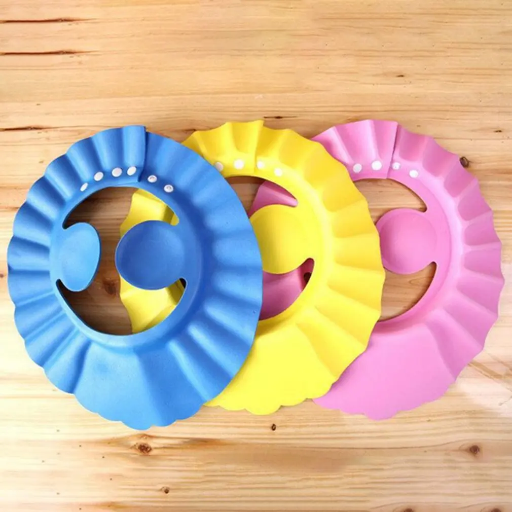 Hot Baby Shower Caps Shampoo Cap Wash Hair Kids Adjustable Waterproof Ear Protection Eye Children Hats Infant