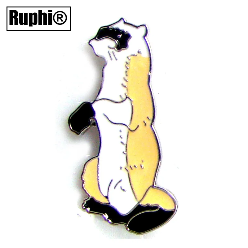 Enamel Ferret Metal Animal Decorative Pins Brooch Fashion Badge Lapel Ornament Jewelry Accessory