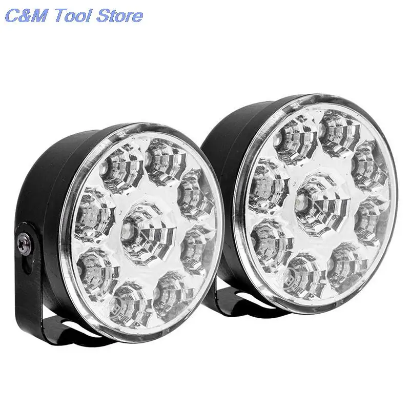 New 2 Pcs/lot Good Quality 9LED DRL Round Car Fog Lamp Driving Daytime Running Lights Head Light White