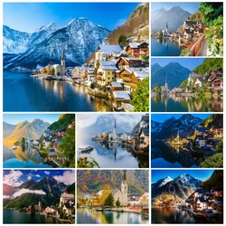 Diy 5d Beautiful Hallstatt Austria Landscape Diamond Painting Art Handwork Mosaic Cross Stitch Kit For Living Room Decor