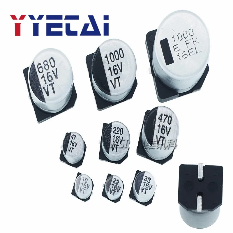 

YYT 20PCS 16V SMD aluminum electrolytic capacitor 4.7/10/22UF 33UF 47UF 100UF 220UF SMD