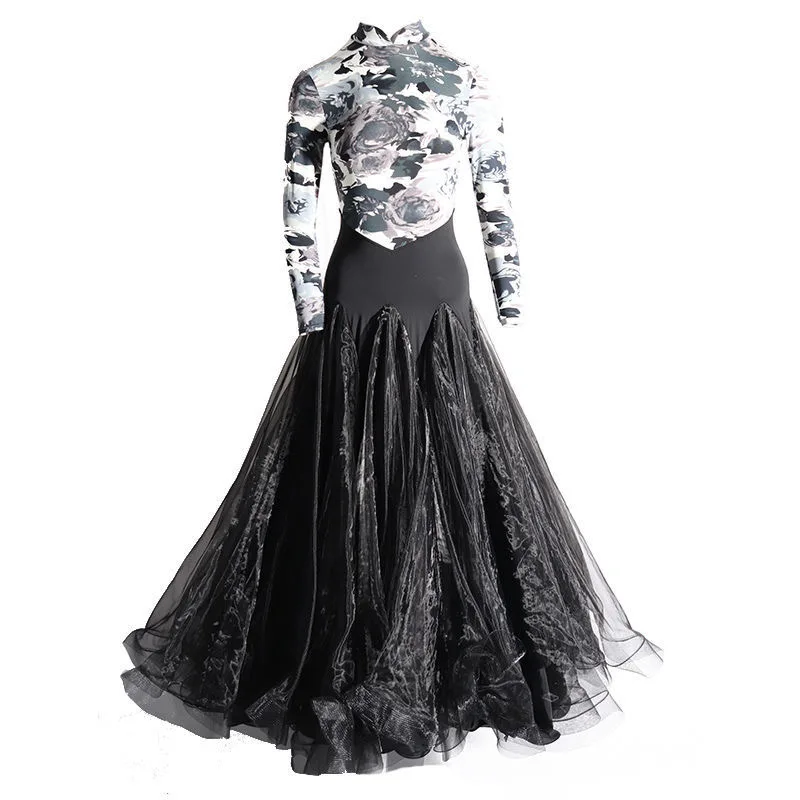 New Women Ballroom Competition Dress Ballroom Tango Dance Long sleeves Standard Ballroom Waltz Dresses Ballroom Dancing Costumes