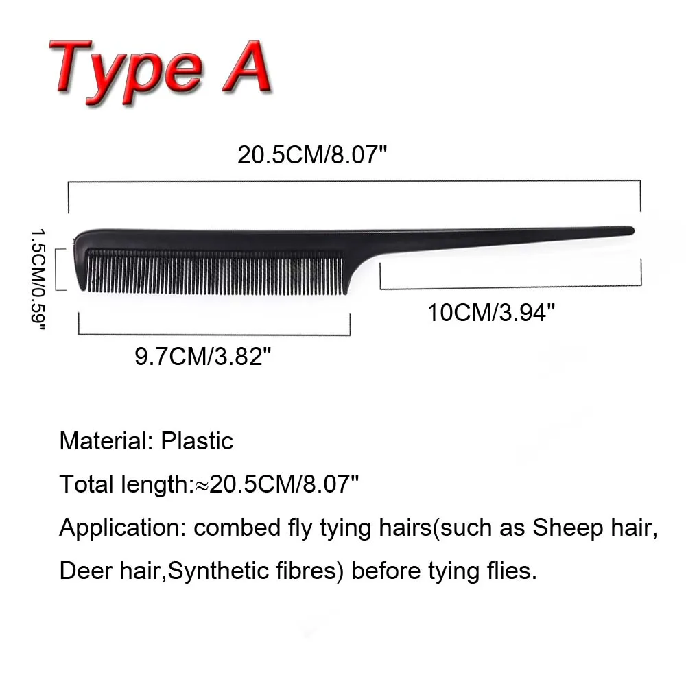 ICERIO 1PCS Stainless Teeth Fly Tying Comb Plastic Comb For Combed Goat Sheep/Deer Hair Synthetic Fibre Fly Tying Tool Tackle