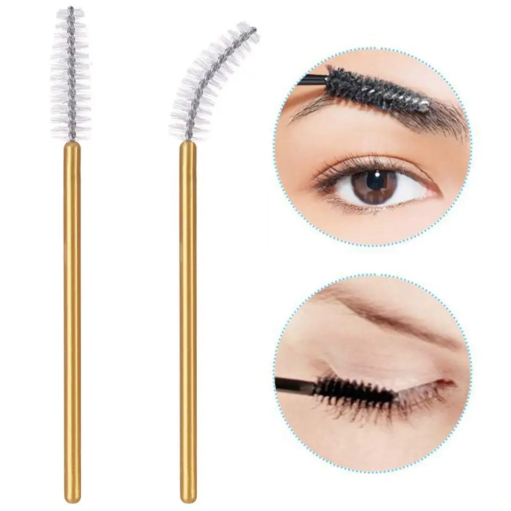 300pcs Makeup Brushes Mascara Wands Disposable Eye Lash Applicators for Eyelash Extensions Cosmetic Brush Tools with Gold/White