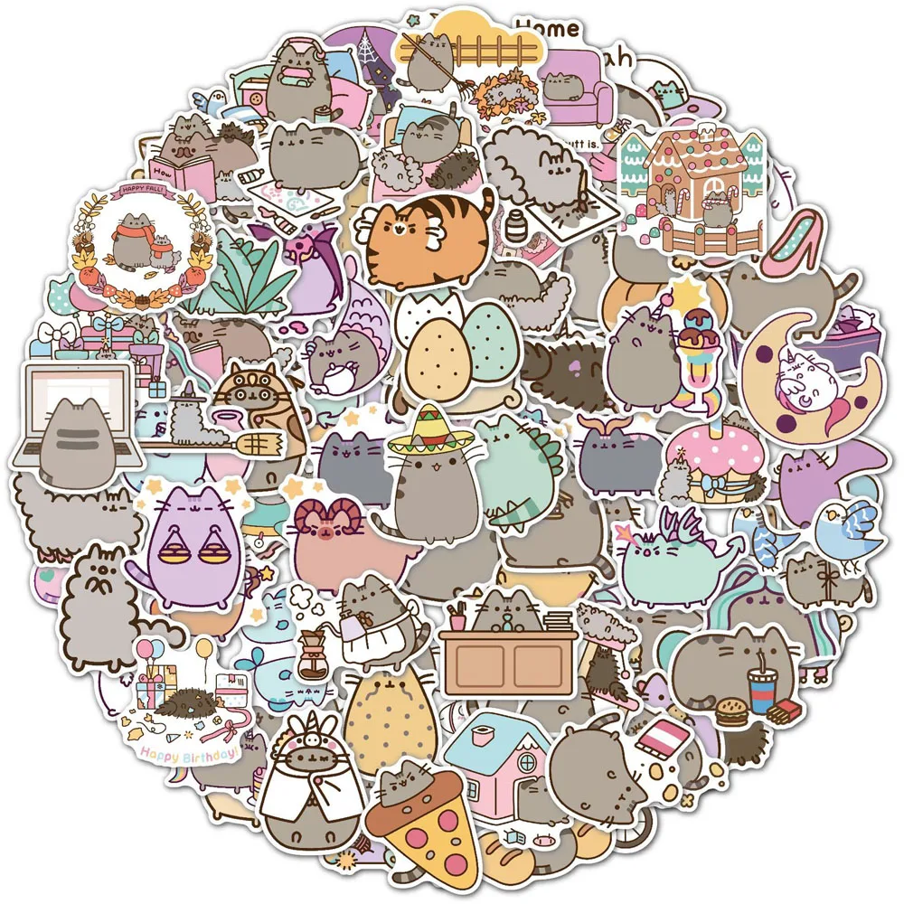 10/30/50/100pcs Cute Chunky Cat Stickers Cartoon Decals Scrapbook Diary Phone Laptop Fridge Graffiti Sticker for Girl Kids Toy