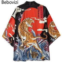 Bebovizi Chinese Style Tiger Yukata Kimono Woman Cardigan Japanese Kimono Traditional 2020 Japan Streetwear Men Loose Clothing
