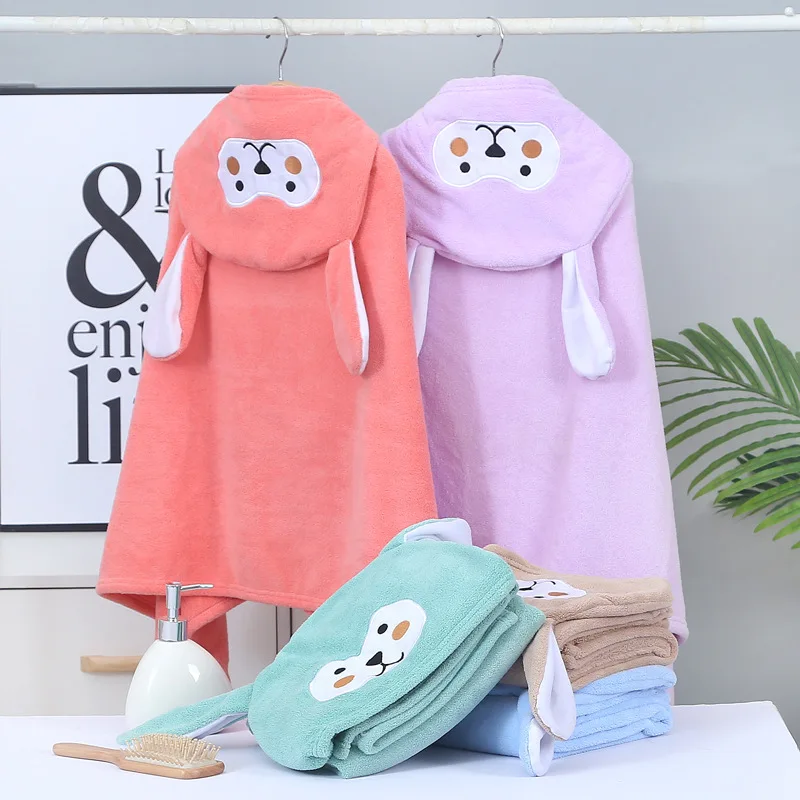 Baby Newborn Bath Towel Hooded Coral Fleece Water-absorbing Bathrobe Swaddle Bathe Towels Bathing Soft Blanket Cartoon Animals