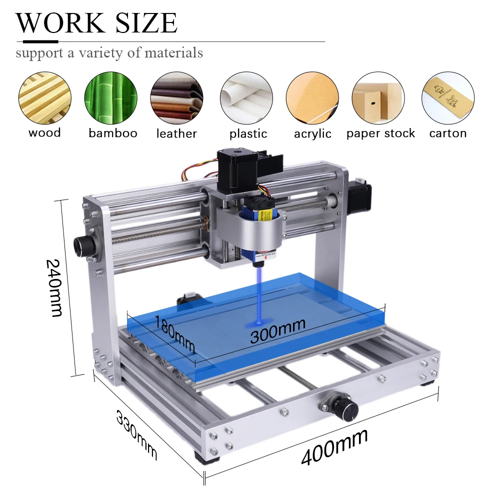 CNC 3018 Pro Max Metal Engraving Machine GRBL Control 200w Spindle 3 Axis Wood Router DIY Laser Engraver Milling Machine Cut MDF