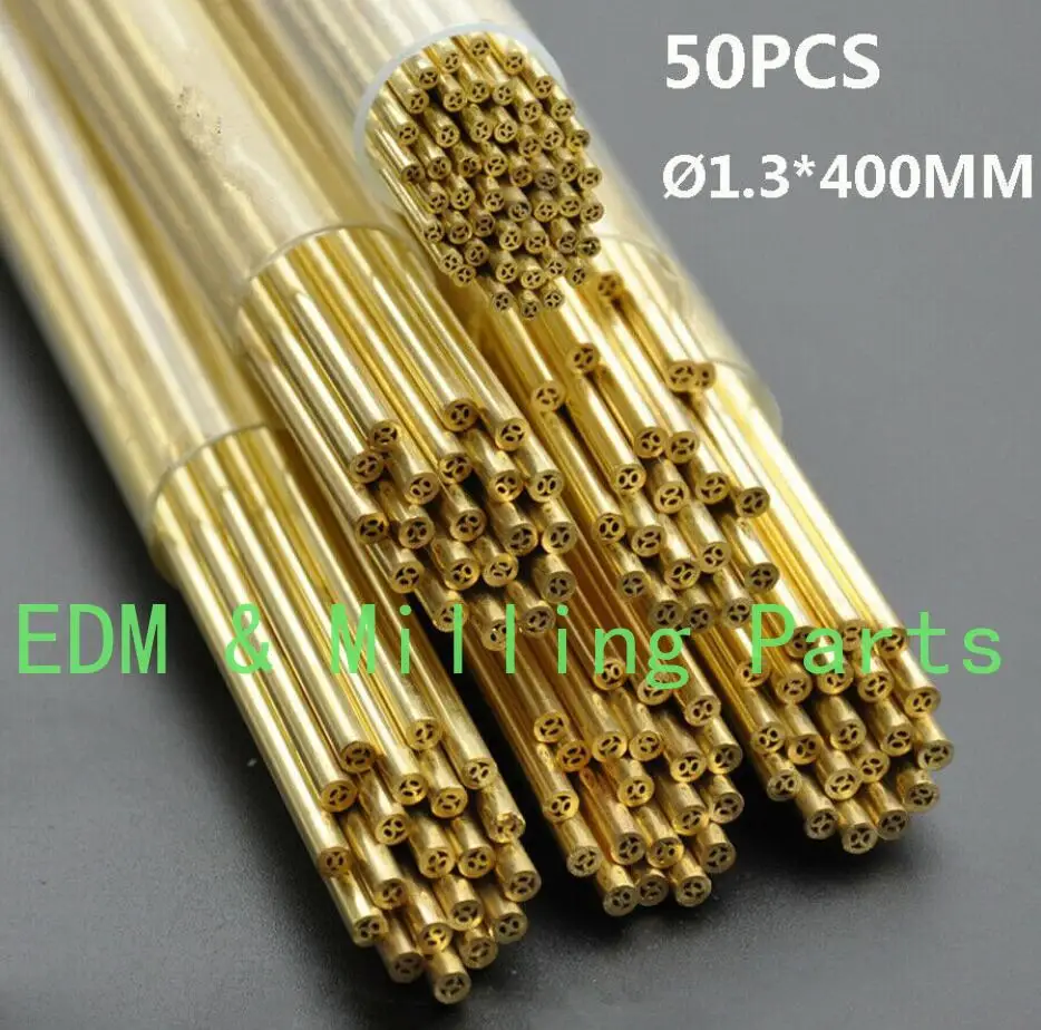 

50PCS CNC EDM Drilling Machine Parts Multi-Hole Brass Electrode Tube 1.3*400MM For Drilling Machine Mill Part