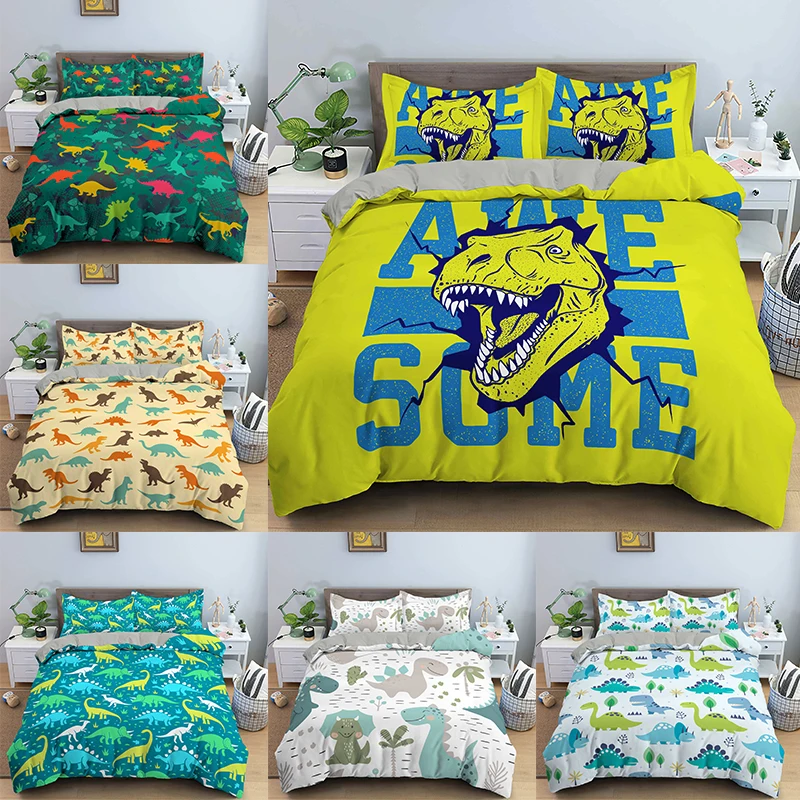 Bedding Set 3D Dinosaur Kids Duvet Cover  for Boys Girls Cartoon Super Soft NO Comter Queen/King Size Gifts  