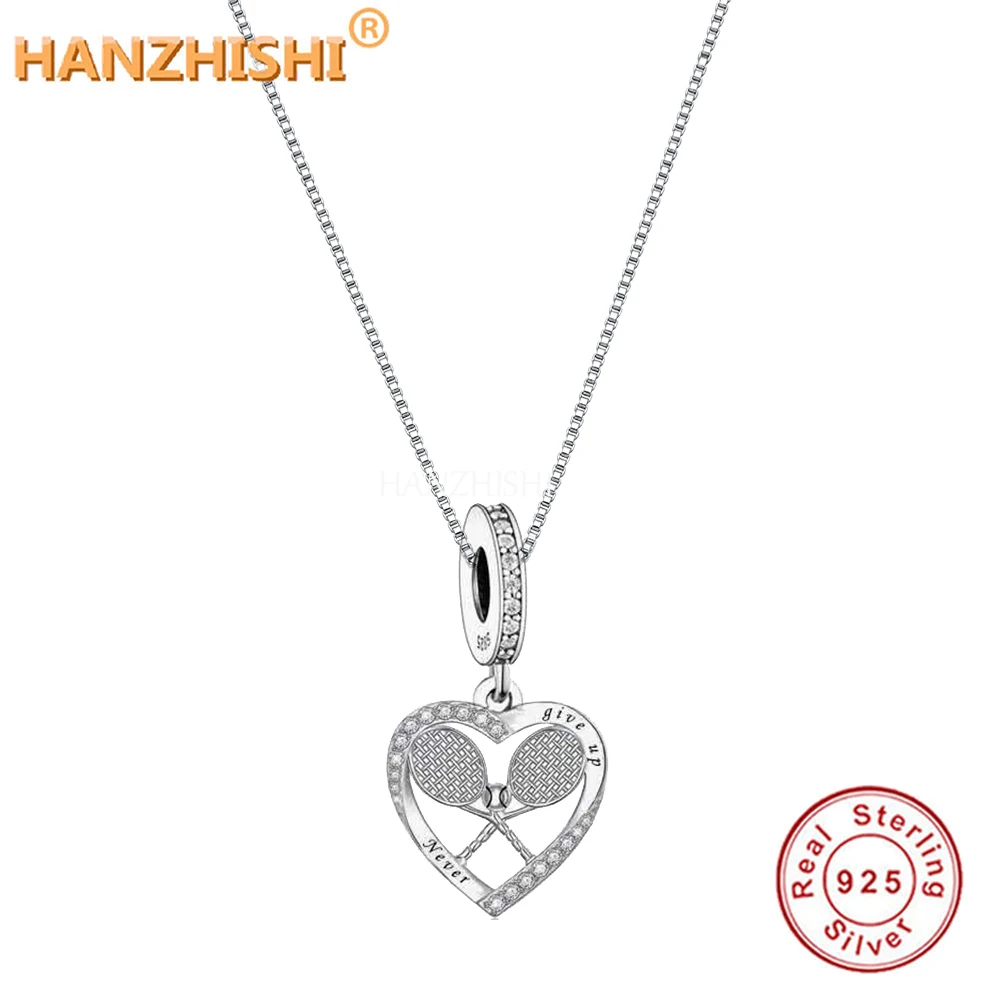 Never Give Up Necklaces Jewellery 925 Sterling Silver Racket Pendant Necklace Anniversary Birthday Mum Wife Girlfriend Gifts