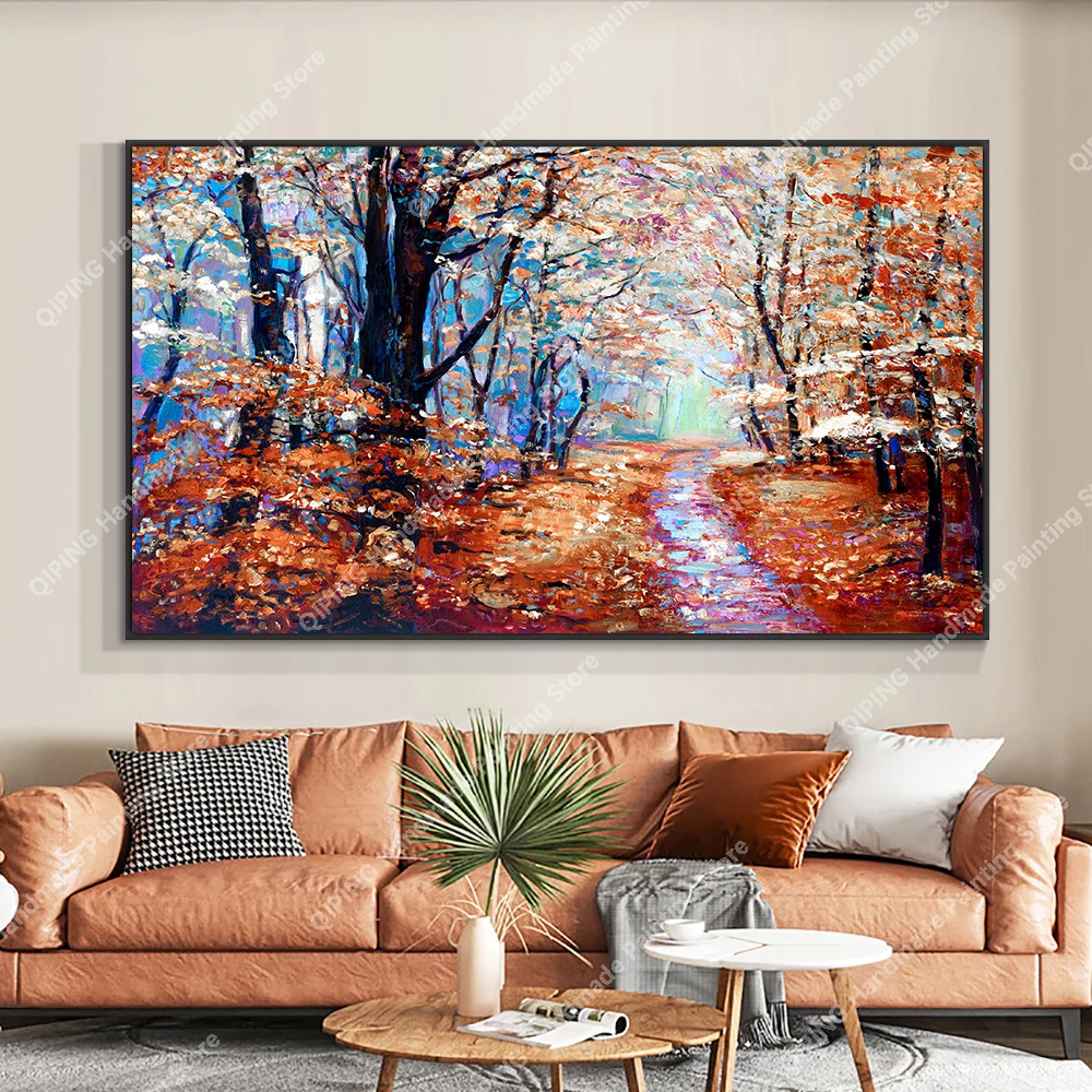 

100% Handmade Oil Painting Abstract Landscape Paintings On Canvas Colorful Tree Wall Art Pictures For Livingroom Home Decoration