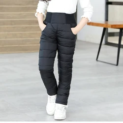 Winter Girls Boys Trousers Toddler Kids Cotton Padded Thick Warm Full Length Casual Pants Clothes High Waisted Baby Ski Leggings