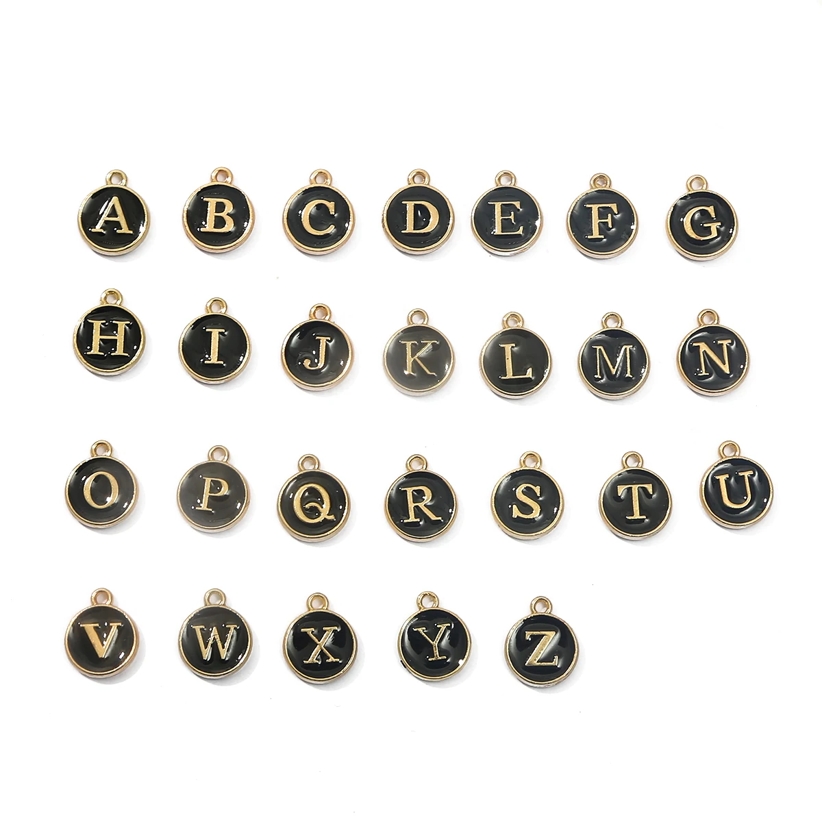 10Pcs Black 12*14mm A-Z Letter Enamel Charms Alphabet Initial Letter Handmade Pendant For Diy Bracelet Jewelry Making Wholesale