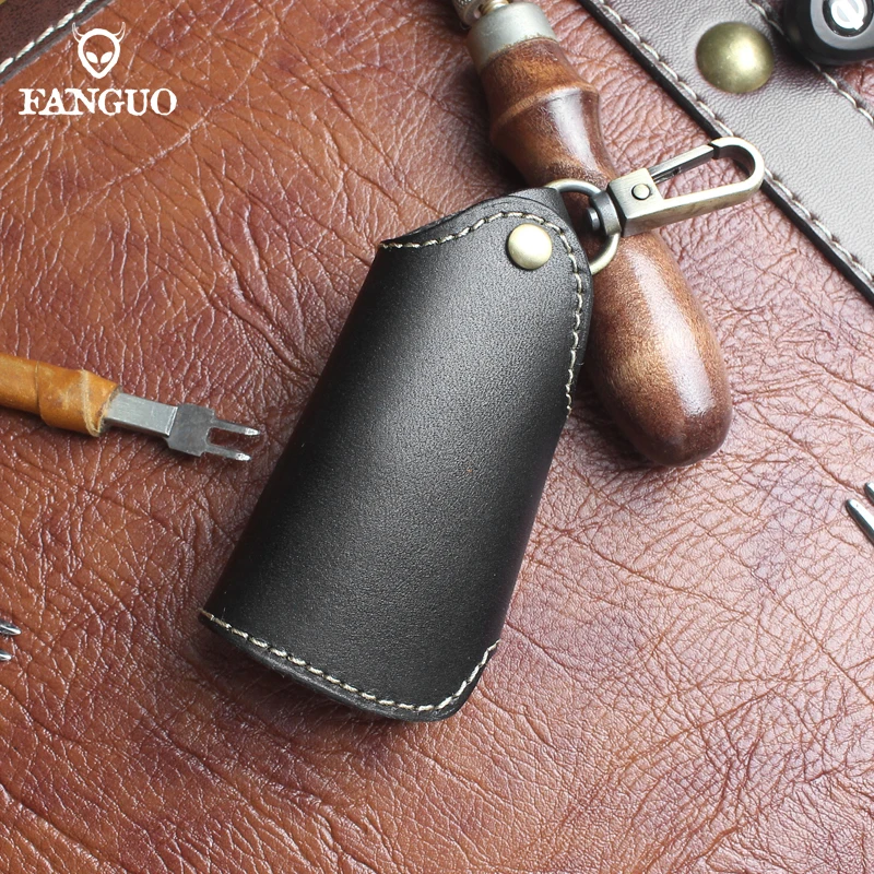 Quality Genuine Leather Key Wallet Handmade Keychain Covers Household Key Case Portable Organizer Key Holder Bag For Women, Men