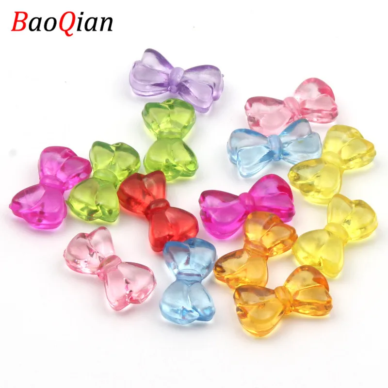 

50PCS Bow Tie Modeling Acrylic Beads DIY Multicolor Bow Beads Making Baby Toys Jewelry Wholesale 10x18mm